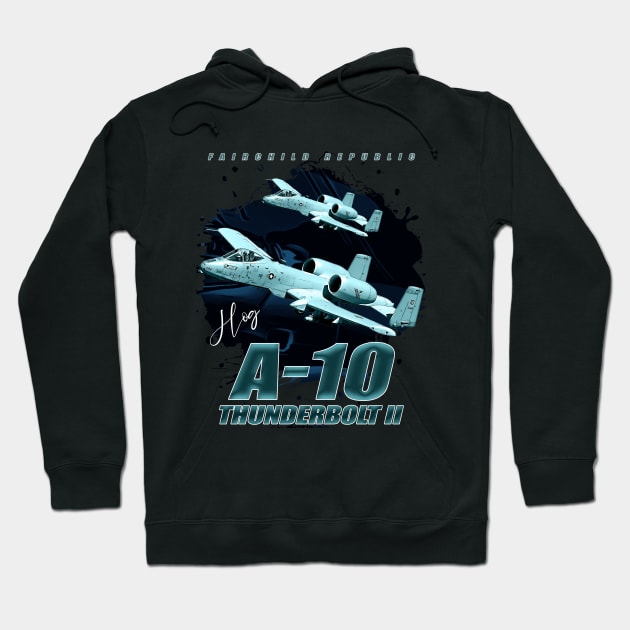 Fairchild A-10 Thunderbolt II Warthog Fighterjet Hoodie by aeroloversclothing